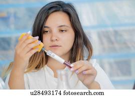 testar, vinho, em, controle qualidade, lab.