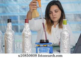 testar, vinho, em, controle qualidade, lab.