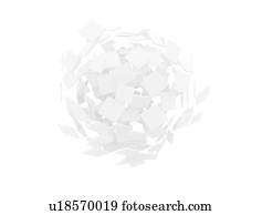 Overlapping blank white squares in a sphere shape, illustration.