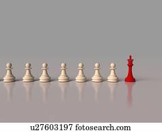 vermelho, xadrez, rei, guiando, branca, penhores, illustration.