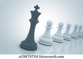 xadrez, rei, liderança, conceito, computador, illustration.