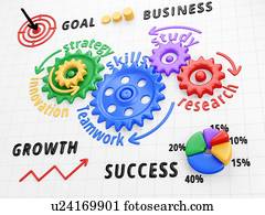 Business concept background. Funny system of cogwheels on white background. 3d illustration.