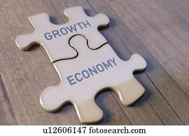 crescimento, e, economia, partes jigsaw, ilustração