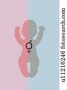 gênero, neutro, criança, conceitual, ilustração