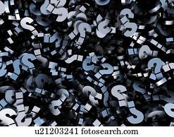 Metallic question marks, illustration