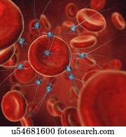 Nanorobots, em, sangue, fluxo, ilustração