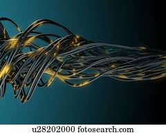 pacote, de, rede, cabos, durante, dados, transmission., 3d, render.