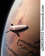 Passenger Spaceship Above Mars