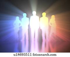 pessoas negócio, iluminado, conceitual, ilustração