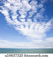 Scenic view of horizon with blue sky and cloud texture over water