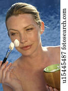 Woman with face mask and