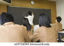 High School Students Paying Attention to Lecture, Selective Focus