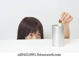 Woman donating money