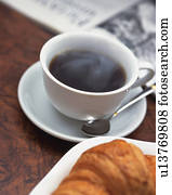 Brend Coffee and Croissant, Full Frame, Differential Focus