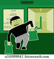 איש צעיר, להביא, שקיות של קניות