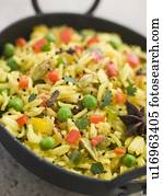 vegetal, arroz pilau, em, um, balti, prato