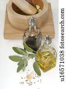 sábio, vinagre, e, óleo