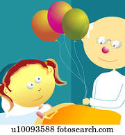 Male doctor standing near a patient and holding balloons