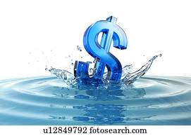 Sinking currency, conceptual artwork