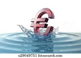 Sinking currency, conceptual artwork