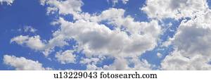 Blue sky with cumulus clouds, artwork