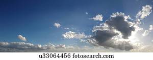 Blue sky with cumulus clouds, artwork