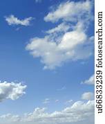 Blue sky with cumulus clouds, artwork