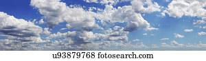Blue sky with cumulus clouds, artwork