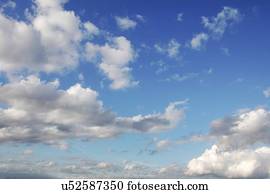 Blue sky with cumulus clouds, artwork