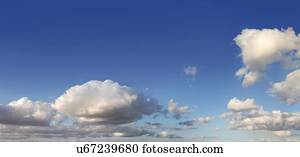 Blue sky with cumulus clouds, artwork