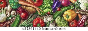 Fresh fruit and vegetables, artwork