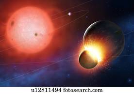 a, sol, como, um, vermelho, gigante, em, a, distante, futuro