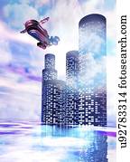 futuro, de, viagem, conceitual, artwork