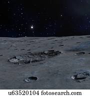 Impact crater on alien moon, artwork