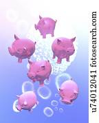 suínos, gripe, conceitual, artwork