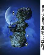 asteróide, mineração, artwork