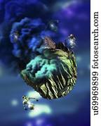 asteróide, mineração, artwork