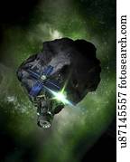 asteróide, mineração, artwork