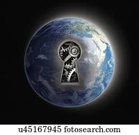 mecânico, mundo, conceitual, artwork