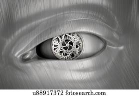 mecânico, olho, conceitual, artwork