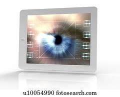 Tablet computer with biometric eye scan