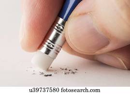 friccionar, com, lápis, borracha