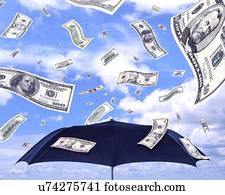 Raining money, artwork