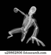 esqueleto, jogo handball jogando, artwork