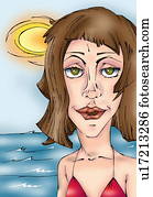 Closeup of woman on the beach