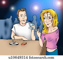 Man and woman flirting at a bar