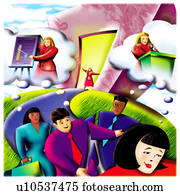 após, um, seminário negócio