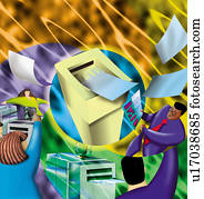 Office sharing a network printer