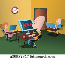 Office workers working on laptop computers Office workers working on laptop computers