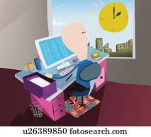 人, 做白日夢, 在外, 辦公室, 窗口